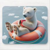 Polar Bear Sipping a Drink Mousepad (Vorne)