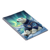 Polar Bear Sitting Under Northern Lights Notizblock (Rechte Seite)