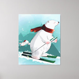 Polar Bear Skiing Geschenk für Baby Leinwanddruck