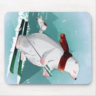 Polar Bear Skiing   Geschenk für Baby Mousepad
