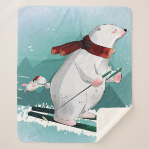 Polar Bear Skiing   Geschenk für Baby Sherpadecke