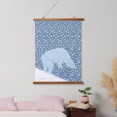 Polar Bear Skiing the Slopes Wandteppich Mit Holzrahmen (Schlafzimmer)