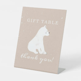 Polar Bear Snow Girl Babydusche Geschenk Tisch Sockelschild