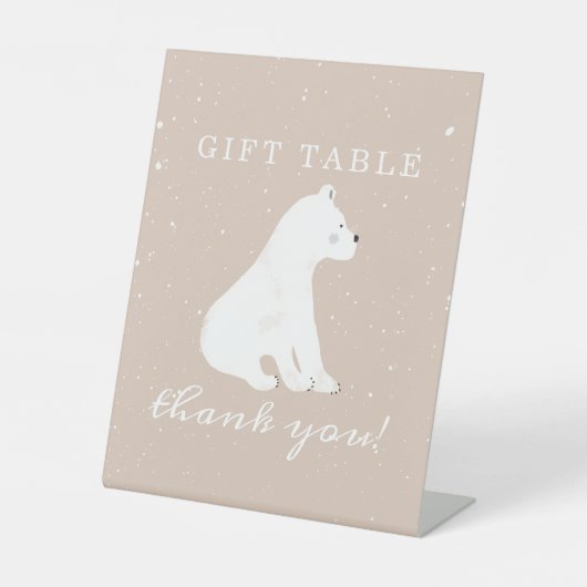 Polar Bear Snow Girl Babydusche Geschenk Tisch Sockelschild (Vorderseite)