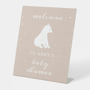 Polar Bear Snow Girl Babydusche Willkommen Sockelschild
