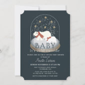 Polar Bear Snow Globe Virtual Baby Dusche Einladung (Vorderseite)