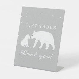 Polar Bear Snow Gray Mama Baby Shooting Table Sockelschild