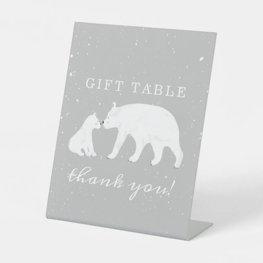 Polar Bear Snow Gray Mama Baby Shooting Table Sockelschild (Vorderseite)