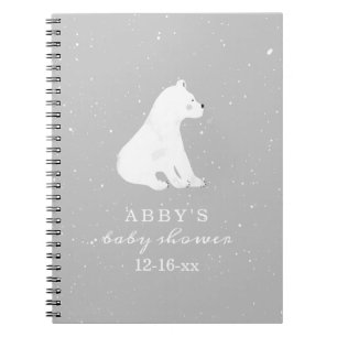 Polar Bear Snow Neutral Baby Shower Gästebuch Notizblock