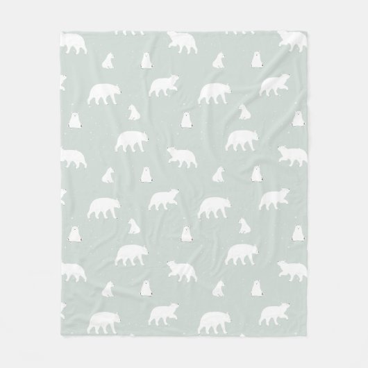 Polar Bear Snow Pattern Blau Fleecedecke (Vorderseite)
