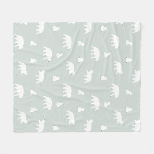 Polar Bear Snow Pattern Blau Fleecedecke (Vorderseite (Horizontal))