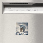 Polar Bear Snow Svalbard Norwegen Magnet (In Situ (Geschirrspüler))