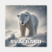 Polar Bear Snow Svalbard Norwegen Magnet (Vorne)