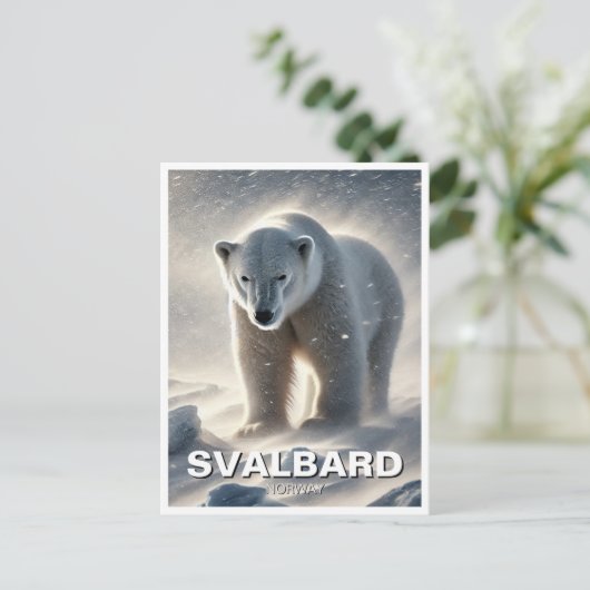 Polar Bear Snow Svalbard Norwegen Postkarte (Stehend Vorderseite)