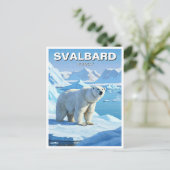 Polar Bear Snow Svalbard Norwegen Postkarte (Stehend Vorderseite)