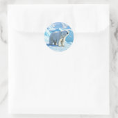 Polar Bear Snow Svalbard Norwegen Runder Aufkleber (Tasche)