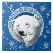 Polar Bear Snowflake Art Nouveau Fliese (Vorderseite)