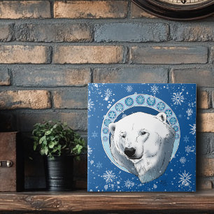 Polar Bear Snowflake Art Nouveau Fliese