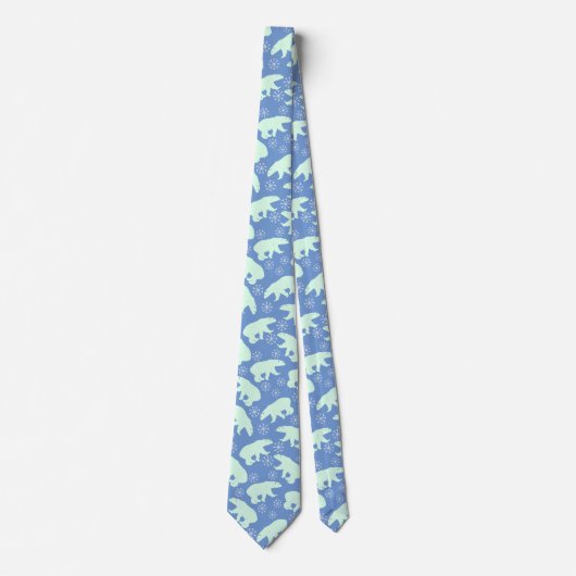 Polar Bear Snowflake Blue Pattern Krawatte (Vorderseite)