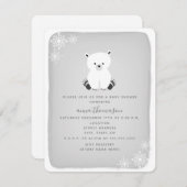 Polar Bear Snowflake Neutral Baby Shower - Grau Einladung (Vorne/Hinten)