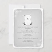 Polar Bear Snowflake Neutral Baby Shower - Grau Einladung (Vorderseite)