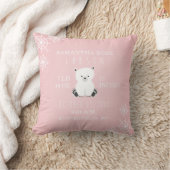 Polar Bear Snowflake Pink Baby Girl Birth Stats Kissen (Decke)