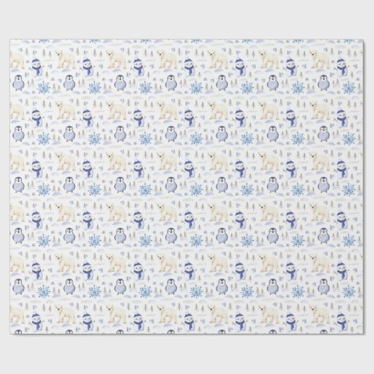 Polar Bear Snowflake Weihnachtswrapping Paper Geschenkpapier (Flach)