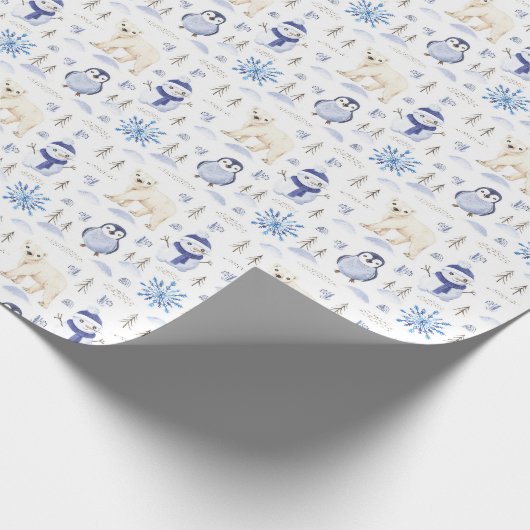 Polar Bear Snowflake Weihnachtswrapping Paper Geschenkpapier (Ecke)
