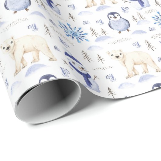 Polar Bear Snowflake Weihnachtswrapping Paper Geschenkpapier (Rolleneckpunkt)