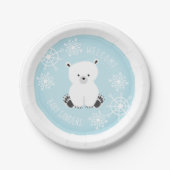 Polar Bear Snowflake Winter Blue Boy Baby Dusche Pappteller (Vorderseite)