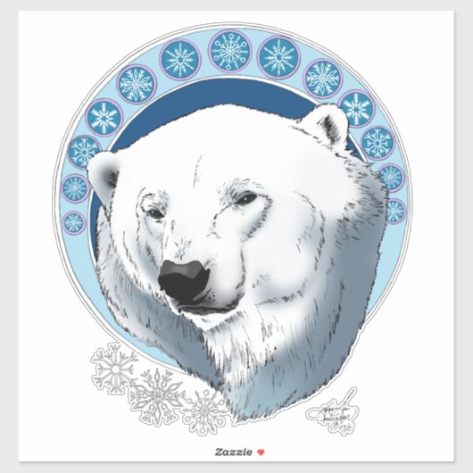 Polar Bear Snowflakes Art Nouveau Aufkleber (Blatt)