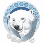 Polar Bear Snowflakes Art Nouveau Aufkleber (Vorderseite)