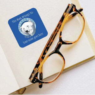 Polar Bear Snowflakes Art Nouveau Buchzeichen Quadratischer Aufkleber