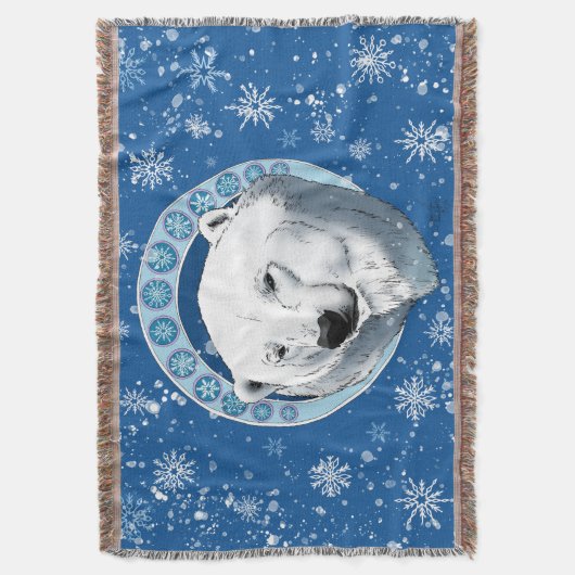 Polar Bear Snowflakes Art Nouveau Decke (Vorderseite Vertikal)