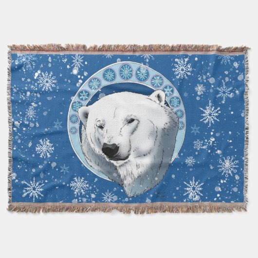 Polar Bear Snowflakes Art Nouveau Decke (Vorderseite)
