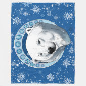 Polar Bear Snowflakes Art Nouveau Fleecedecke (Vorderseite)