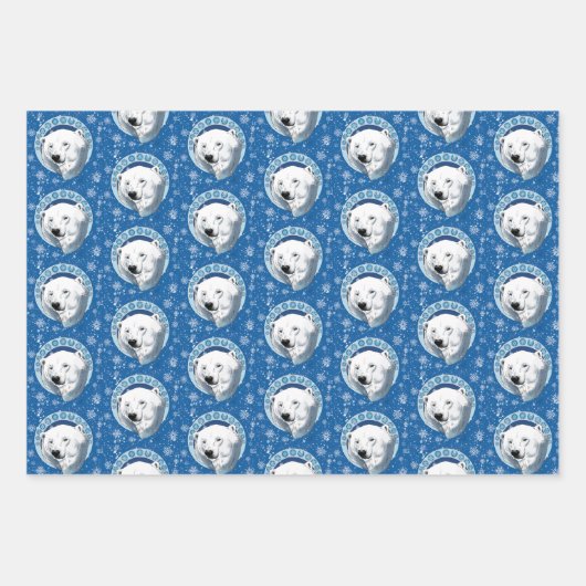 Polar Bear Snowflakes Art Nouveau Geschenkpapier Set (Vorderseite)