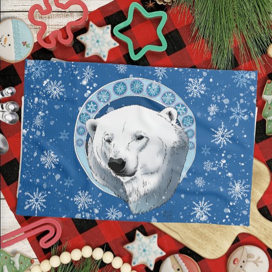 Polar Bear Snowflakes Art Nouveau Geschirrtuch
