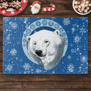 Polar Bear Snowflakes Art Nouveau Puzzle
