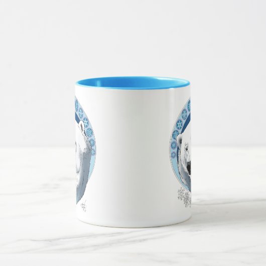 Polar Bear Snowflakes Art Nouveau Tasse (Zentrum)