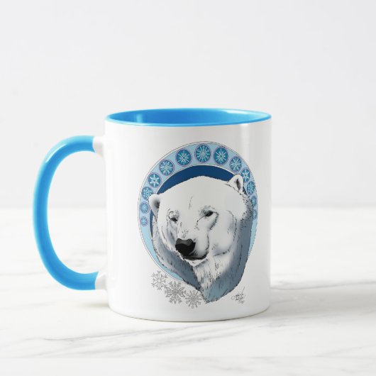 Polar Bear Snowflakes Art Nouveau Tasse (Links)