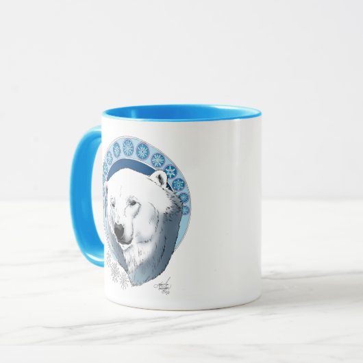 Polar Bear Snowflakes Art Nouveau Tasse (Vorderseite Links)