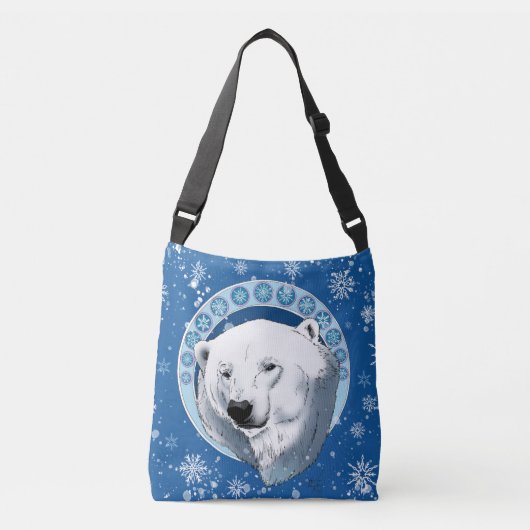 Polar Bear Snowflakes Art Nouveau Tragetaschen Mit Langen Trägern (Vorderseite)