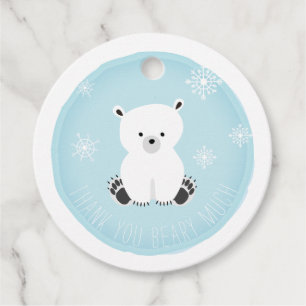 Polar Bear Snowflakes Blue Baby Dusche Geschenkanhänger