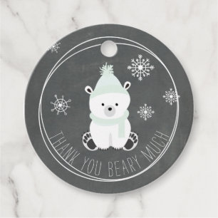 Polar Bear Snowflakes Chalkboard Babydusche Geschenkanhänger