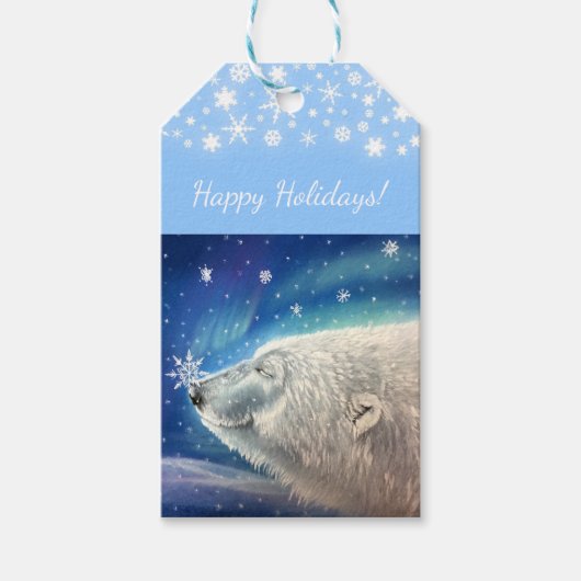 Polar Bear Snowflakes - Geschenk-Tag Geschenkanhänger (Vorderseite)
