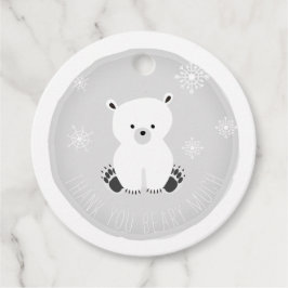 Polar Bear Snowflakes Gray Baby Dusche Geschenkanhänger