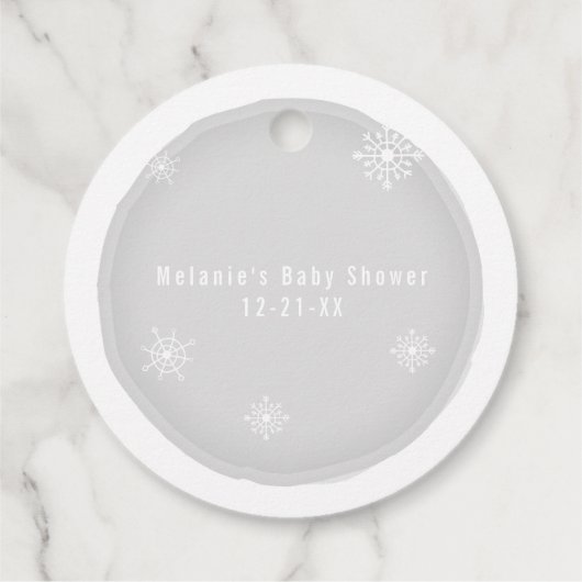 Polar Bear Snowflakes Gray Baby Dusche Geschenkanhänger (Rückseite)