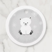 Polar Bear Snowflakes Gray Baby Dusche Geschenkanhänger (Vorderseite)
