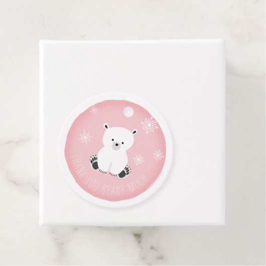 Polar Bear Snowflakes Pink Baby Dusche Geschenkanhänger (Beispiel)